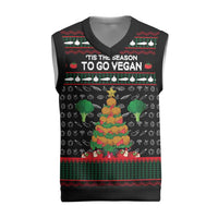 Vegan Christmas Knitted V-Neck Vest with Tis the Season to Go Vegan Quote and Vegetable Tree - Wonder Print Shop