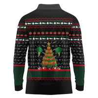 Vegan Christmas Long Sleeve Polo Shirt with Tis the Season to Go Vegan Quote and Vegetable Tree - Wonder Print Shop