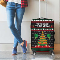 Vegan Christmas Luggage Cover with Tis the Season to Go Vegan Quote and Vegetable Tree - Wonder Print Shop