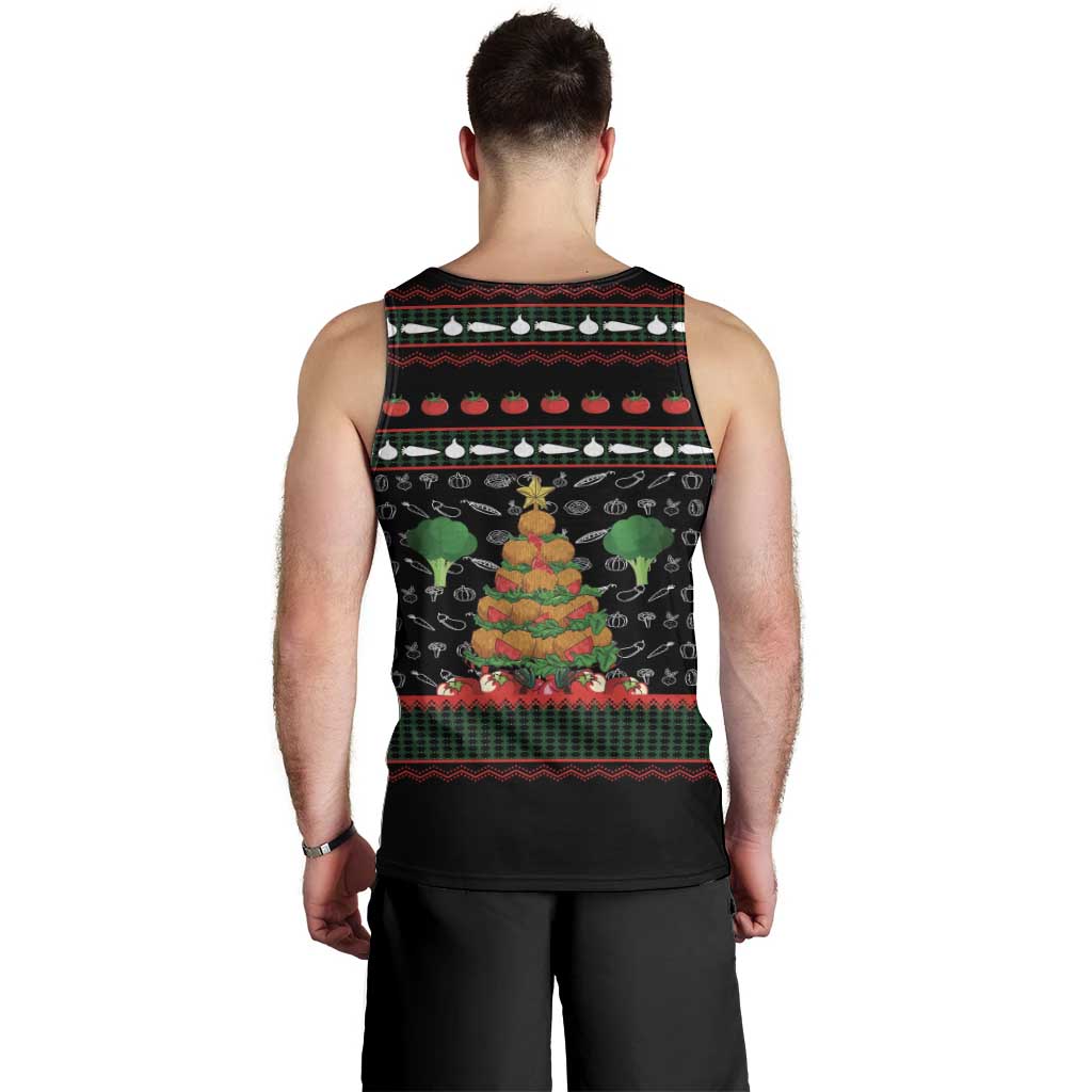 Vegan Christmas Men Tank Top with Tis the Season to Go Vegan Quote and Vegetable Tree - Wonder Print Shop