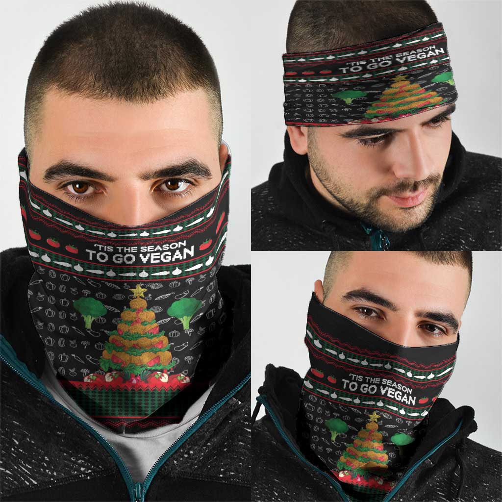 Vegan Christmas Neck Gaiter with Tis the Season to Go Vegan Quote and Vegetable Tree - Wonder Print Shop