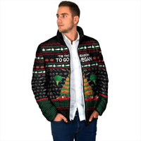 Vegan Christmas Padded Jacket with Tis the Season to Go Vegan Quote and Vegetable Tree - Wonder Print Shop