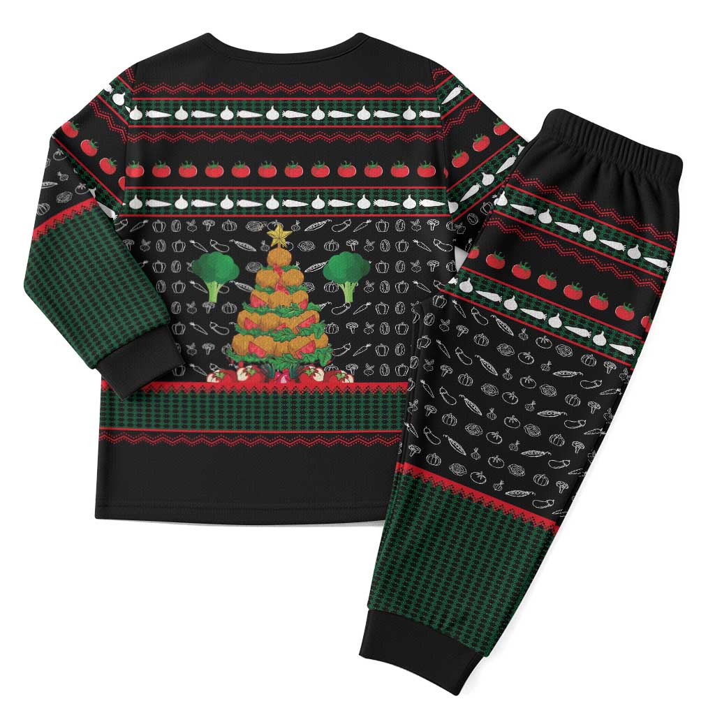 Vegan Christmas Pajama Set with Tis the Season to Go Vegan Quote and Vegetable Tree - Wonder Print Shop
