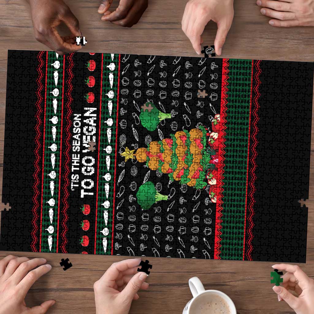Vegan Christmas Puzzle with Tis the Season to Go Vegan Quote and Vegetable Tree - Wonder Print Shop