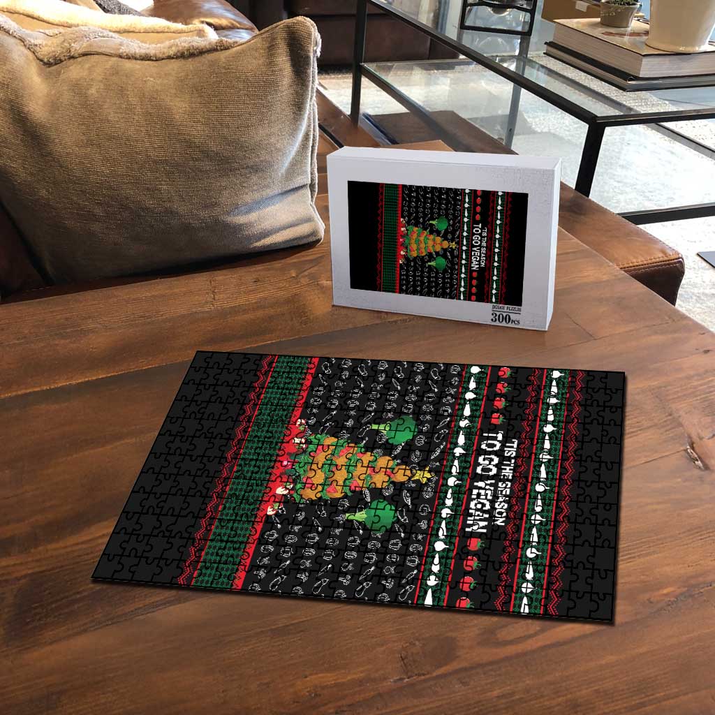 Vegan Christmas Puzzle with Tis the Season to Go Vegan Quote and Vegetable Tree - Wonder Print Shop