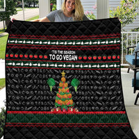 Vegan Christmas Quilt with Tis the Season to Go Vegan Quote and Vegetable Tree - Wonder Print Shop