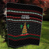 Vegan Christmas Quilt with Tis the Season to Go Vegan Quote and Vegetable Tree - Wonder Print Shop