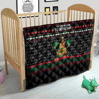 Vegan Christmas Quilt with Tis the Season to Go Vegan Quote and Vegetable Tree - Wonder Print Shop