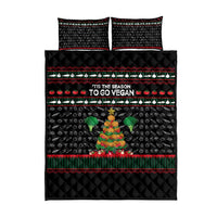 Vegan Christmas Quilt Bed Set with Tis the Season to Go Vegan Quote and Vegetable Tree - Wonder Print Shop