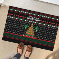 Vegan Christmas Rubber Doormat with Tis the Season to Go Vegan Quote and Vegetable Tree - Wonder Print Shop