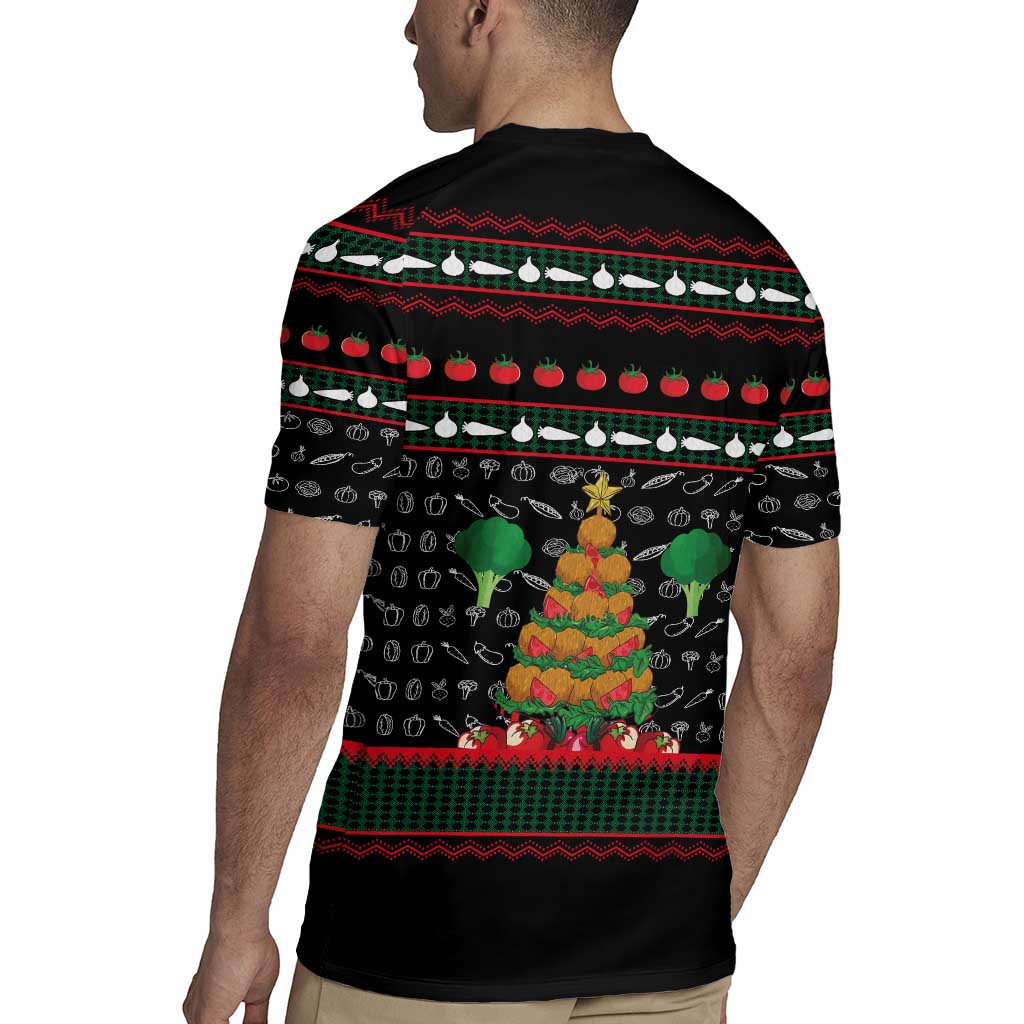 Vegan Christmas Rugby Jersey with Tis the Season to Go Vegan Quote and Vegetable Tree - Wonder Print Shop