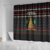Vegan Christmas Shower Curtain with Tis the Season to Go Vegan Quote and Vegetable Tree - Wonder Print Shop