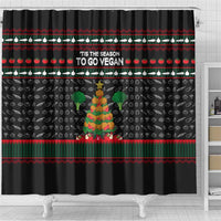 Vegan Christmas Shower Curtain with Tis the Season to Go Vegan Quote and Vegetable Tree - Wonder Print Shop