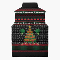 Vegan Christmas Sleeveless Puffer Jacket with Tis the Season to Go Vegan Quote and Vegetable Tree - Wonder Print Shop