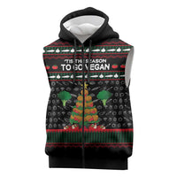 Vegan Christmas Sleeveless Zip Hoodie with Tis the Season to Go Vegan Quote and Vegetable Tree - Wonder Print Shop