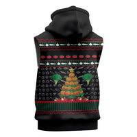 Vegan Christmas Sleeveless Zip Hoodie with Tis the Season to Go Vegan Quote and Vegetable Tree - Wonder Print Shop