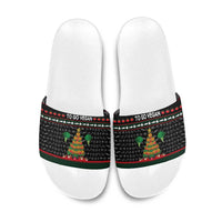Vegan Christmas Slide Sandals with Tis the Season to Go Vegan Quote and Vegetable Tree - Wonder Print Shop
