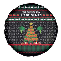 Vegan Christmas Spare Tire Cover with Tis the Season to Go Vegan Quote and Vegetable Tree - Wonder Print Shop