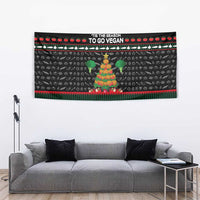 Vegan Christmas Tapestry with Tis the Season to Go Vegan Quote and Vegetable Tree - Wonder Print Shop