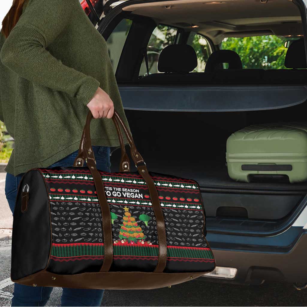Vegan Christmas Travel Bag with Tis the Season to Go Vegan Quote and Vegetable Tree - Wonder Print Shop
