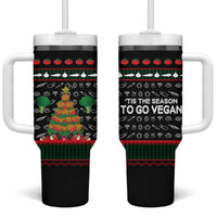 Vegan Christmas Tumbler With Handle with Tis the Season to Go Vegan Quote and Vegetable Tree - Wonder Print Shop