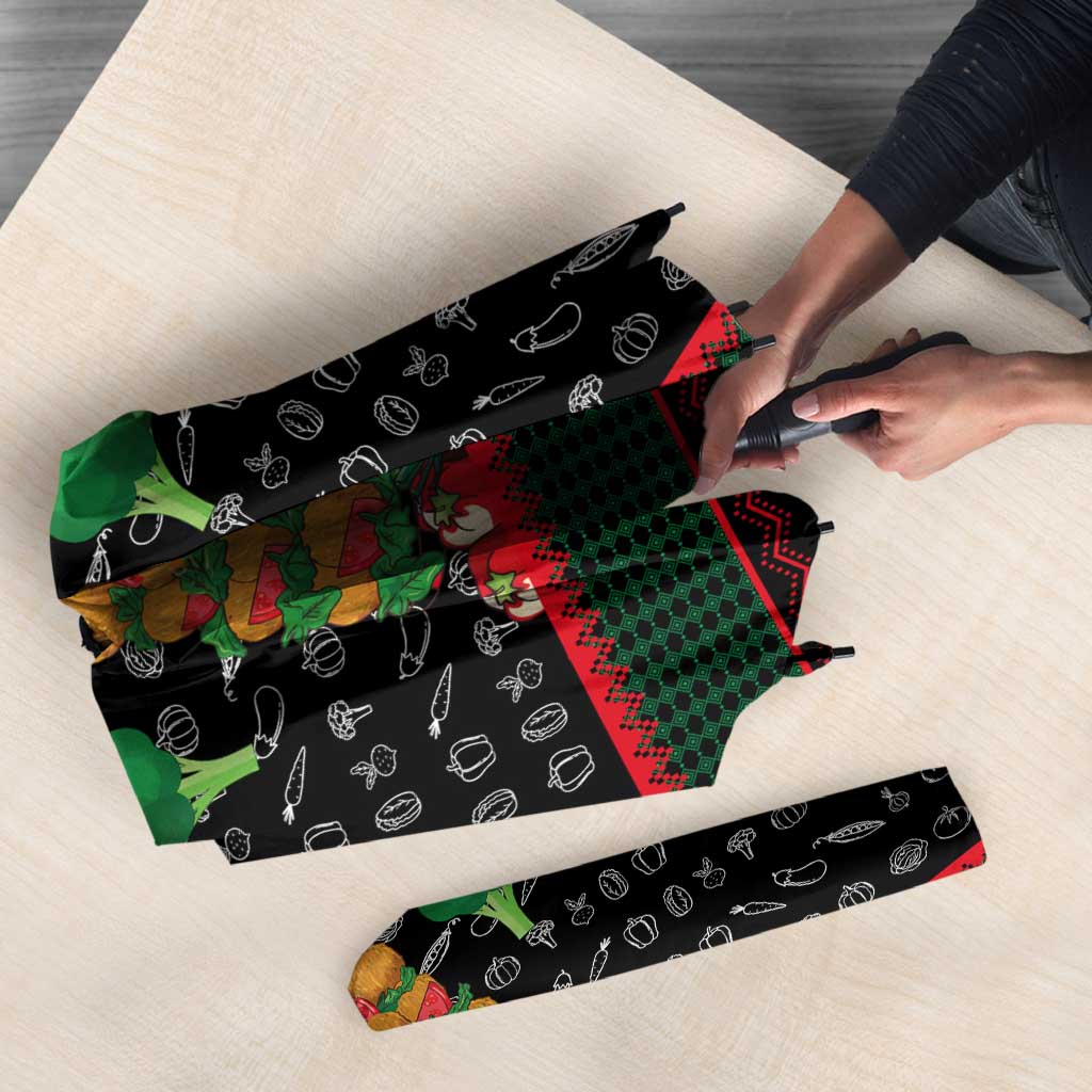 Vegan Christmas Umbrella with Tis the Season to Go Vegan Quote and Vegetable Tree - Wonder Print Shop