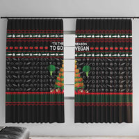 Vegan Christmas Window Curtain with Tis the Season to Go Vegan Quote and Vegetable Tree - Wonder Print Shop