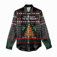 Vegan Christmas Women Casual Shirt with Tis the Season to Go Vegan Quote and Vegetable Tree - Wonder Print Shop