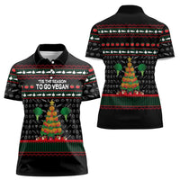 Vegan Christmas Women Polo Shirt with Tis the Season to Go Vegan Quote and Vegetable Tree - Wonder Print Shop