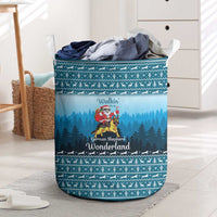 German Shepherd Christmas Laundry Basket with Walking in a Wonderland Quote and Santa Forest - Wonder Print Shop
