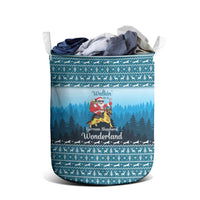 German Shepherd Christmas Laundry Basket with Walking in a Wonderland Quote and Santa Forest - Wonder Print Shop