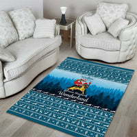 German Shepherd Christmas Area Rug with Walking in a Wonderland Quote and Santa Forest - Wonder Print Shop