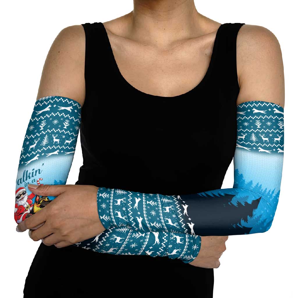 German Shepherd Christmas Arm Sleeves with Walking in a Wonderland Quote and Santa Forest - Wonder Print Shop