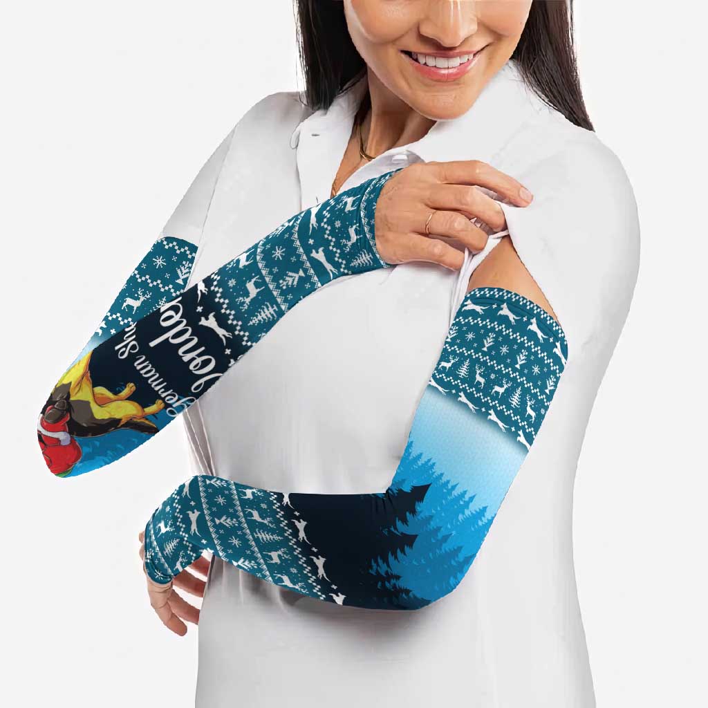 German Shepherd Christmas Arm Sleeves with Walking in a Wonderland Quote and Santa Forest - Wonder Print Shop
