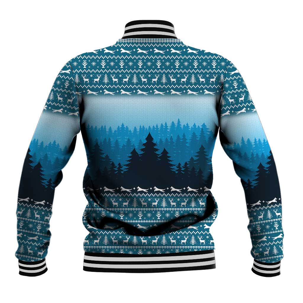 German Shepherd Christmas Baseball Jacket with Walking in a Wonderland Quote and Santa Forest - Wonder Print Shop