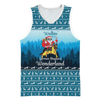 German Shepherd Christmas Basketball Jersey with Walking in a Wonderland Quote and Santa Forest - Wonder Print Shop