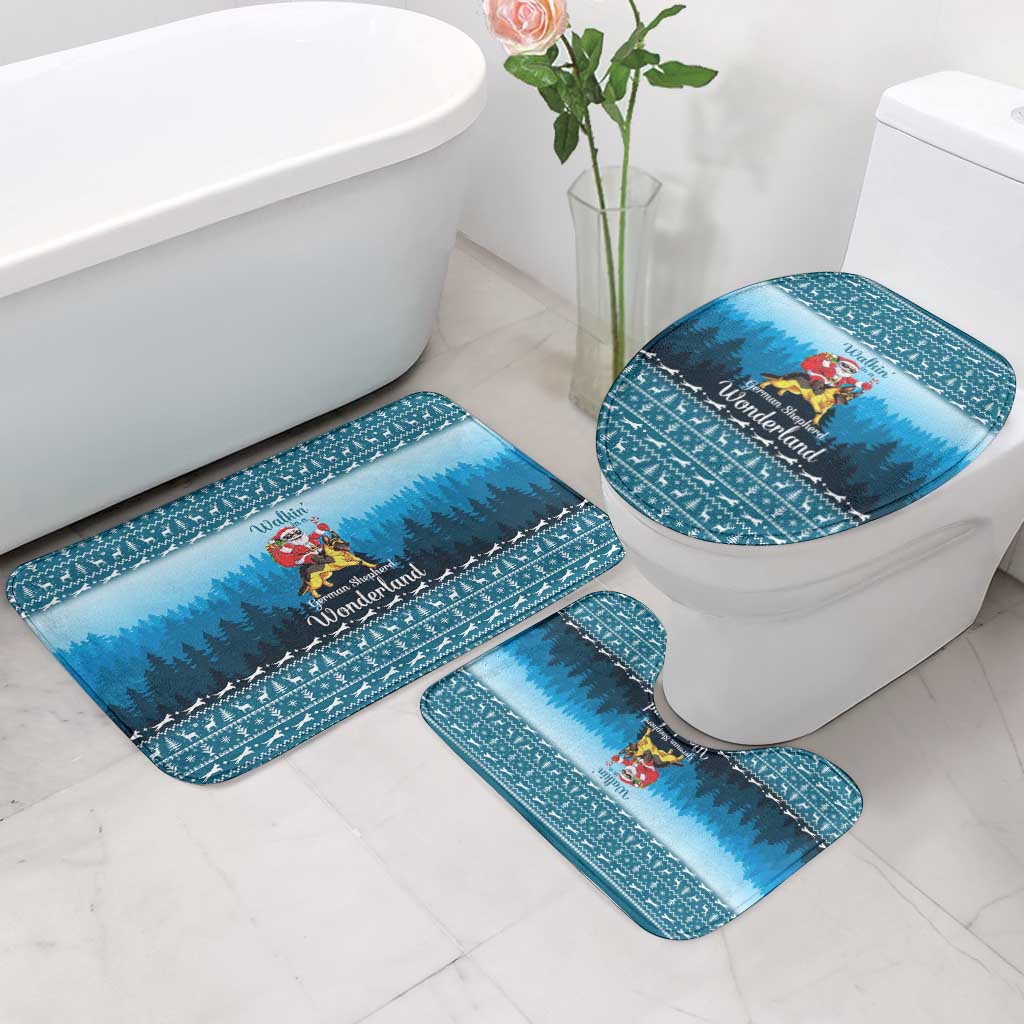 German Shepherd Christmas Bathroom Set with Walking in a Wonderland Quote and Santa Forest - Wonder Print Shop