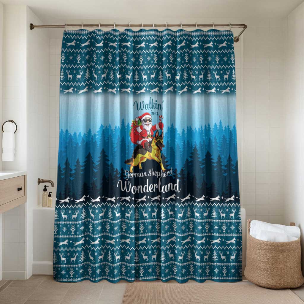 German Shepherd Christmas Bathroom Set with Walking in a Wonderland Quote and Santa Forest - Wonder Print Shop