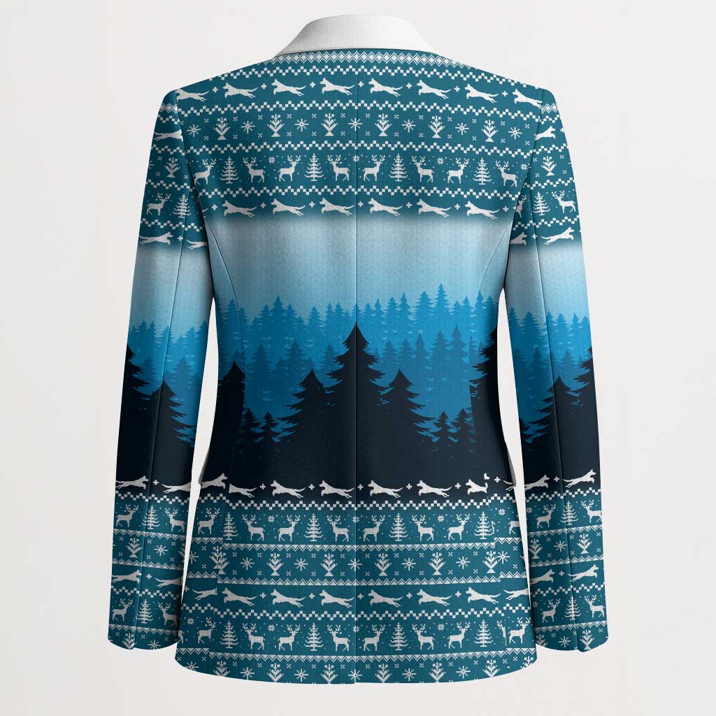 German Shepherd Christmas Blazer with Walking in a Wonderland Quote and Santa Forest - Wonder Print Shop