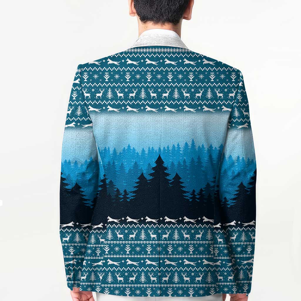 German Shepherd Christmas Blazer with Walking in a Wonderland Quote and Santa Forest - Wonder Print Shop