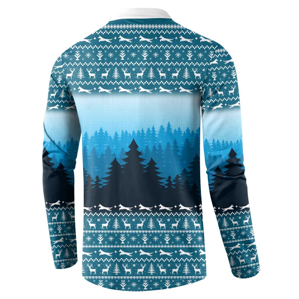 German Shepherd Christmas Button Sweatshirt with Walking in a Wonderland Quote and Santa Forest - Wonder Print Shop