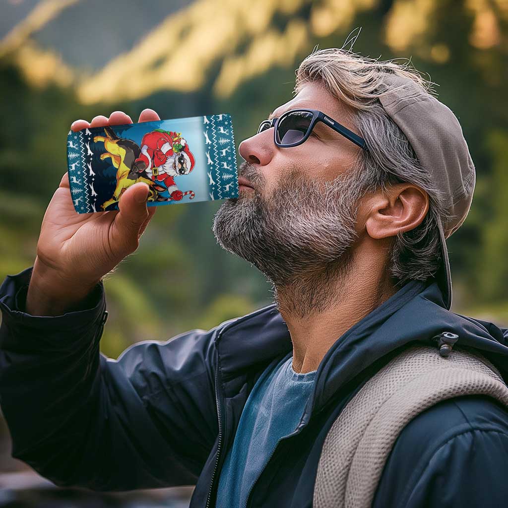 German Shepherd Christmas 4 in 1 Can Cooler Tumbler with Walking in a Wonderland Quote and Santa Forest - Wonder Print Shop