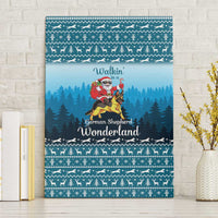German Shepherd Christmas Canvas Wall Art with Walking in a Wonderland Quote and Santa Forest - Wonder Print Shop