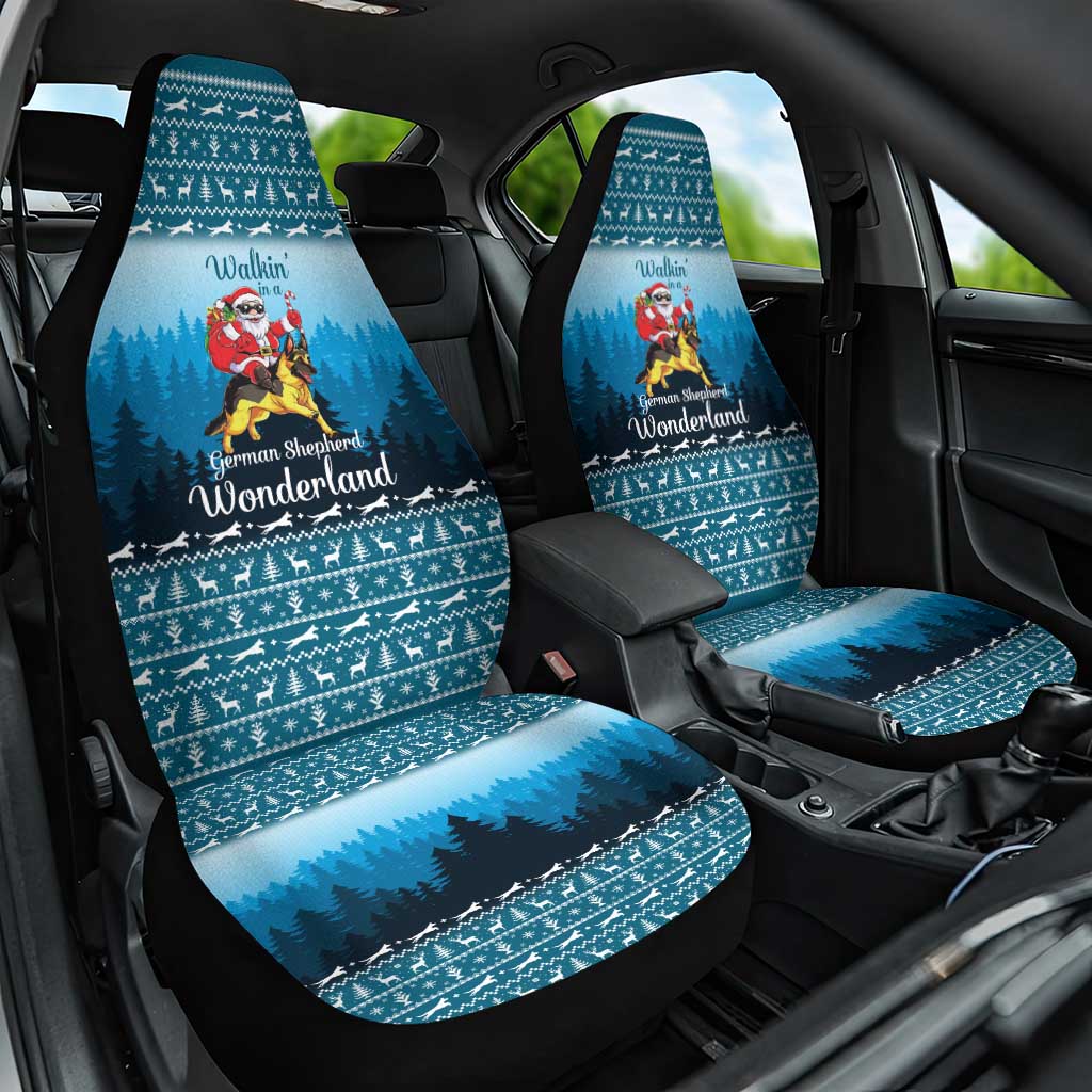 German Shepherd Christmas Car Seat Cover with Walking in a Wonderland Quote and Santa Forest - Wonder Print Shop