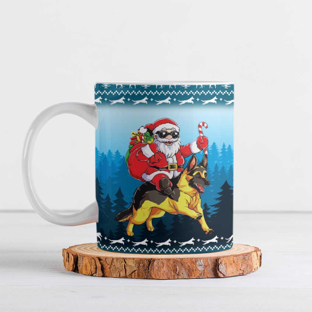 German Shepherd Christmas Ceramic Mug with Walking in a Wonderland Quote and Santa Forest - Wonder Print Shop