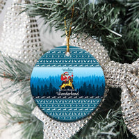 German Shepherd Christmas Ceramic Ornament with Walking in a Wonderland Quote and Santa Forest - Wonder Print Shop
