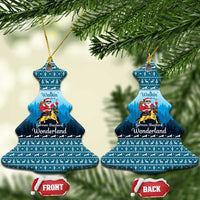 German Shepherd Christmas Ceramic Ornament with Walking in a Wonderland Quote and Santa Forest - Wonder Print Shop