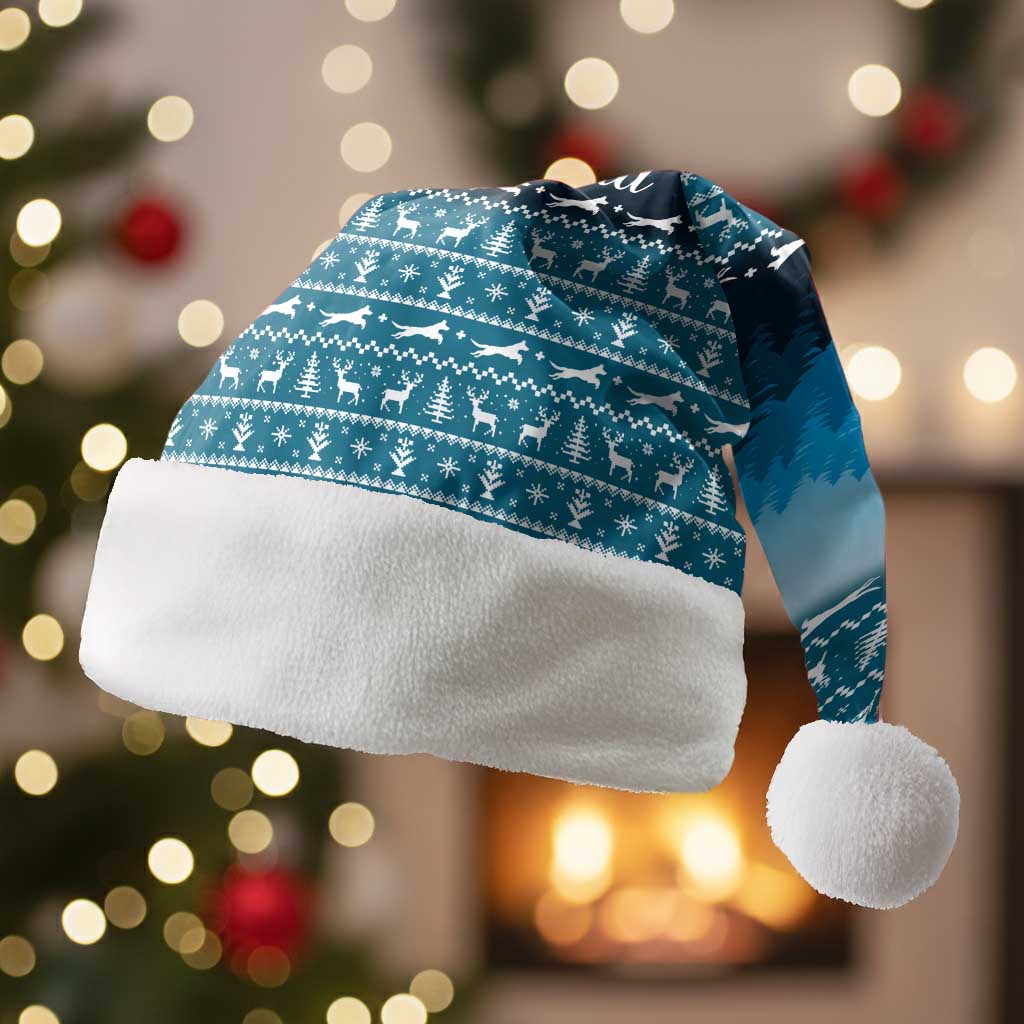 German Shepherd Christmas Santa Hat with Walking in a Wonderland Quote and Santa Forest - Wonder Print Shop
