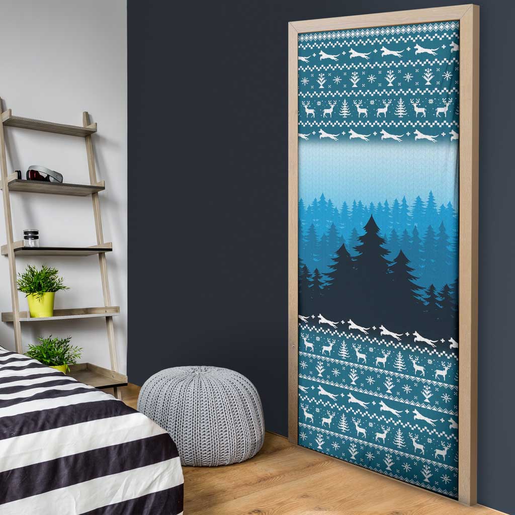 German Shepherd Christmas Door Cover with Walking in a Wonderland Quote and Santa Forest - Wonder Print Shop