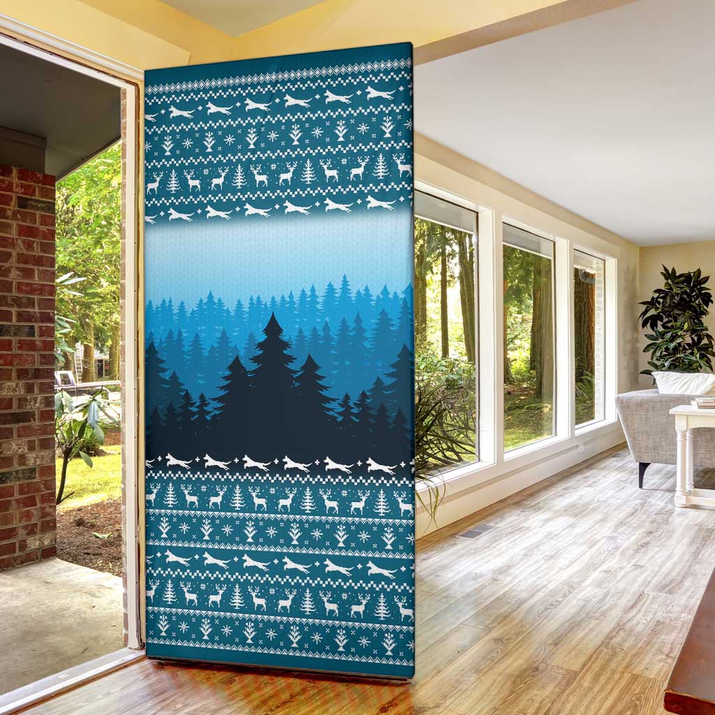 German Shepherd Christmas Door Cover with Walking in a Wonderland Quote and Santa Forest - Wonder Print Shop